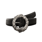 Undermycar 25FW Ouroboros Loop Buckle Leather Belt Black