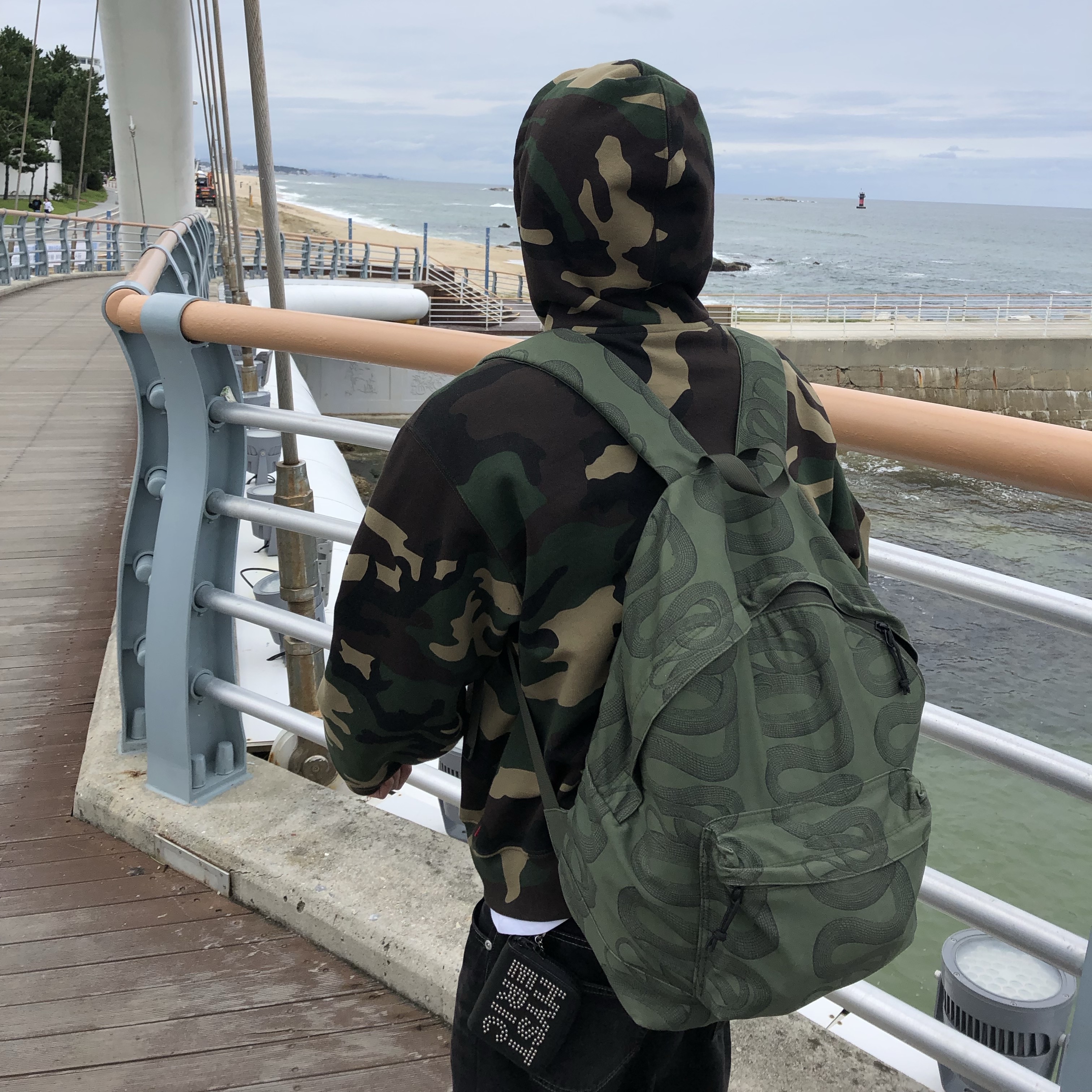 Supreme Collegiate Applique Zip Up Hooded Sweatshirt Woodland Camo - 25FW, (W) Hysteric Glamour Logo Stud Round Zip Mini Wallet Black 착용 스타일 - 1