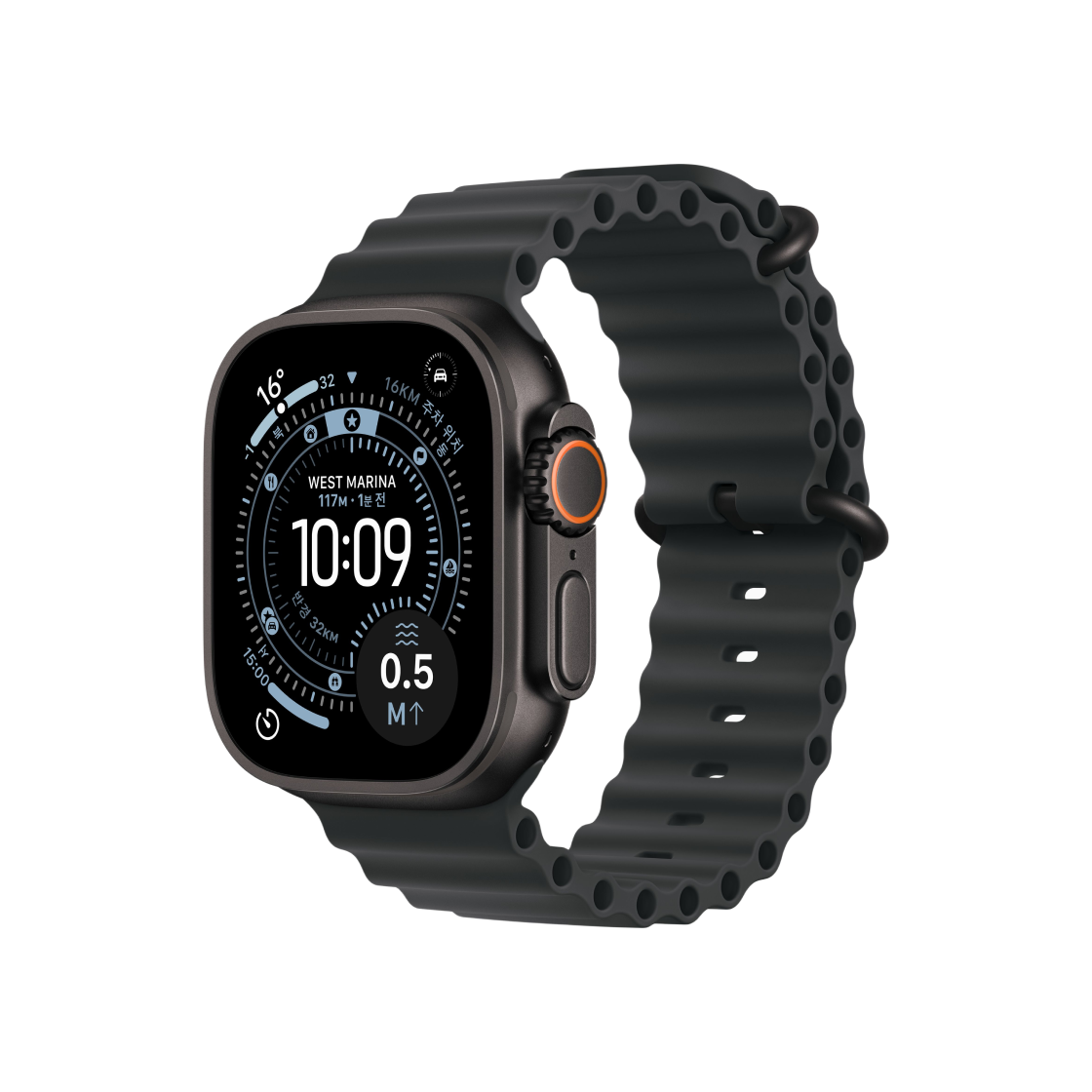 애플 워치 울트라 3 49mm 블랙 티타늄 케이스 오션 밴드 블랙 (국내 정식 발매 제품)(Apple Watch Ultra 3 49mm Black Titanium Case with Ocean Band Black (Korean Ver.))