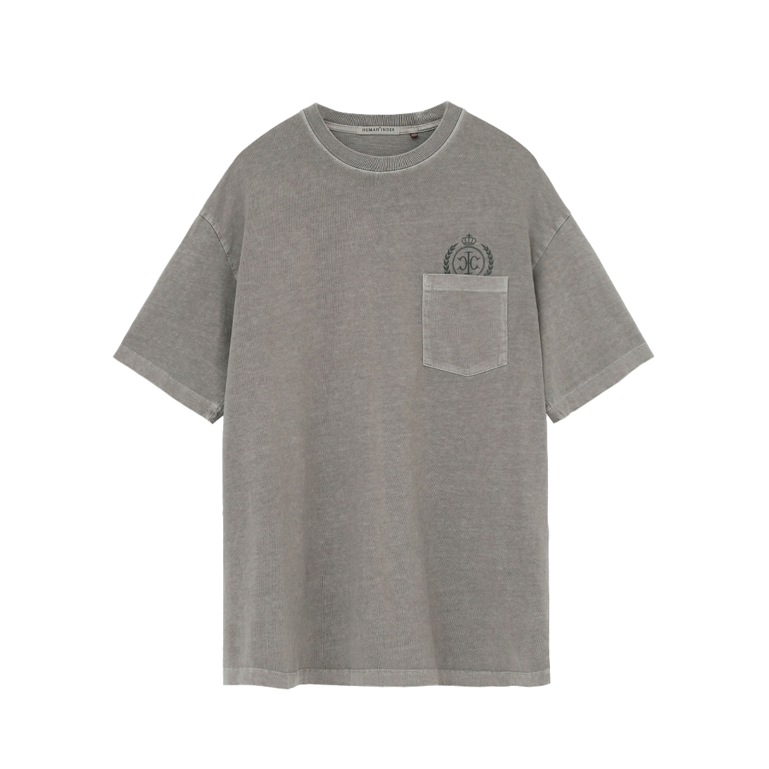 폴리테루 휴먼인덱스 휴먼 포켓 엠블럼 티셔츠 모카 그레이(Polyteru Human Index Human Pocket Emblem T-Shirt Mocha Gray)