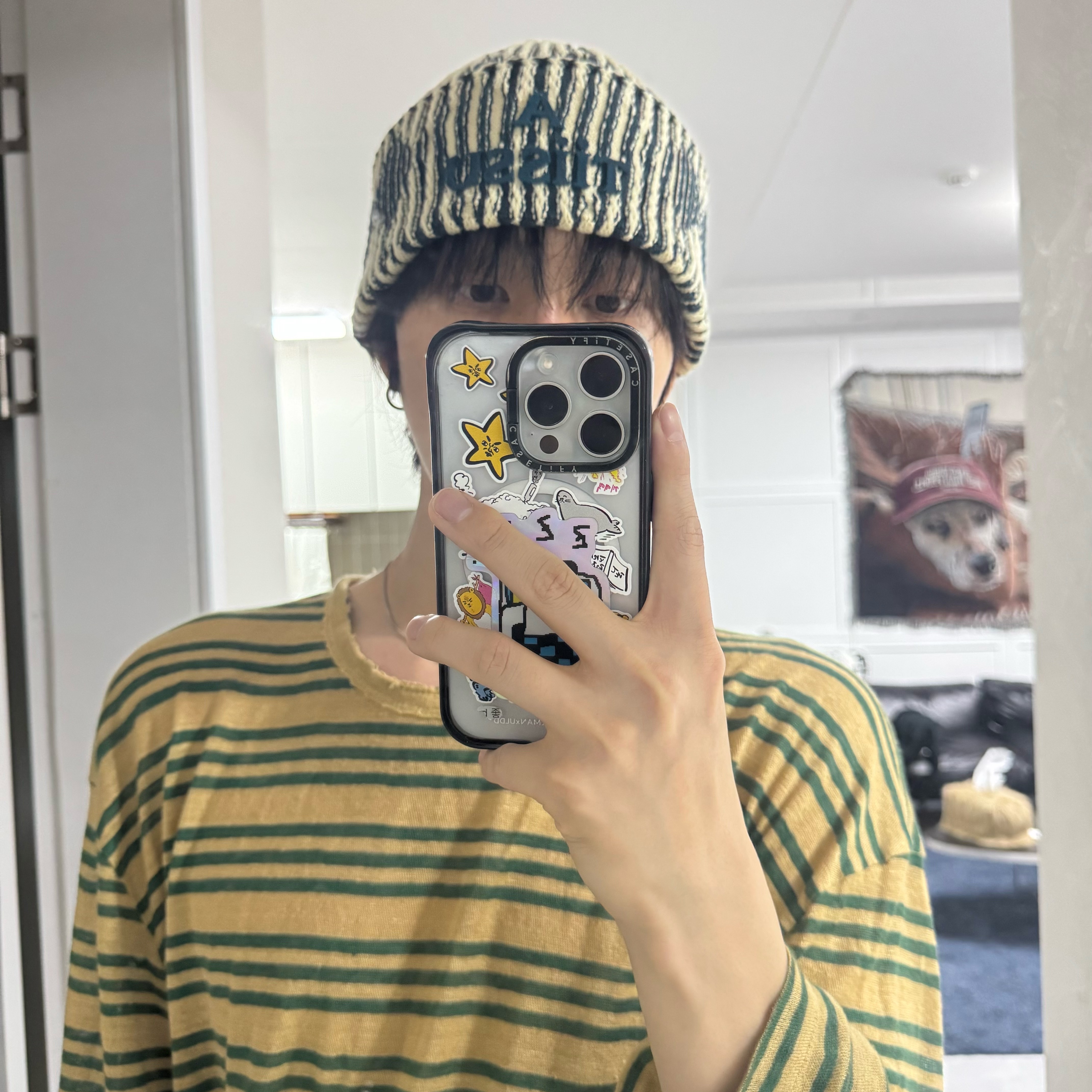 Atiissu Dia Beanie Green 착용 스타일 - 1
