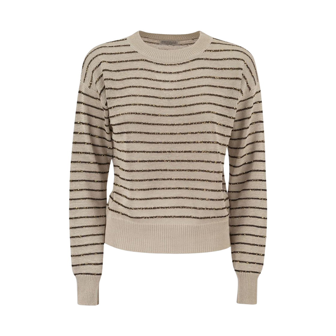 M78765110-CUN46 (W) Brunello Cucinelli Sequin Striped Knit Light Beige