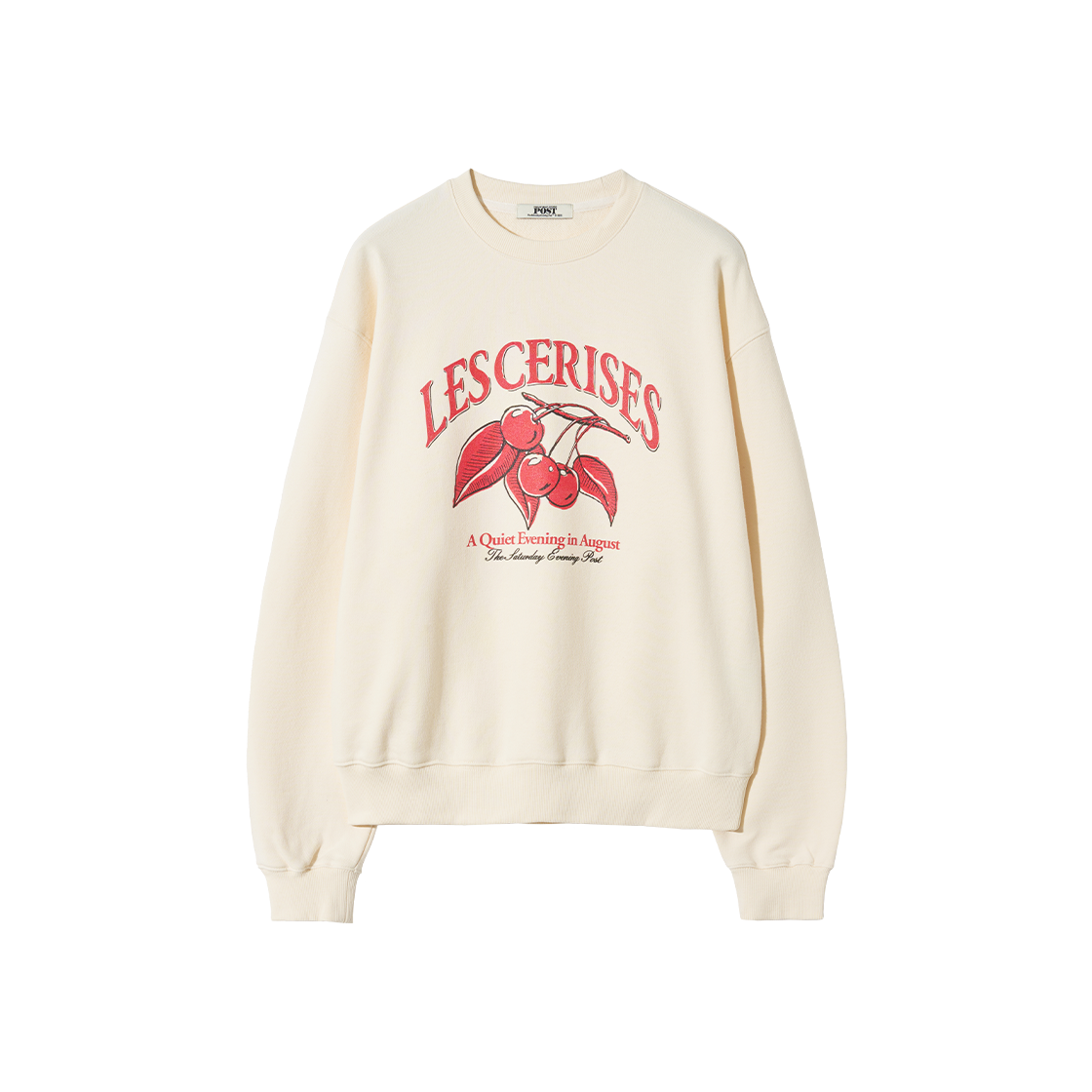 SFF1CR208ACR The Saturday Evening Post Cherry Graphic Sweat Shirt Cream