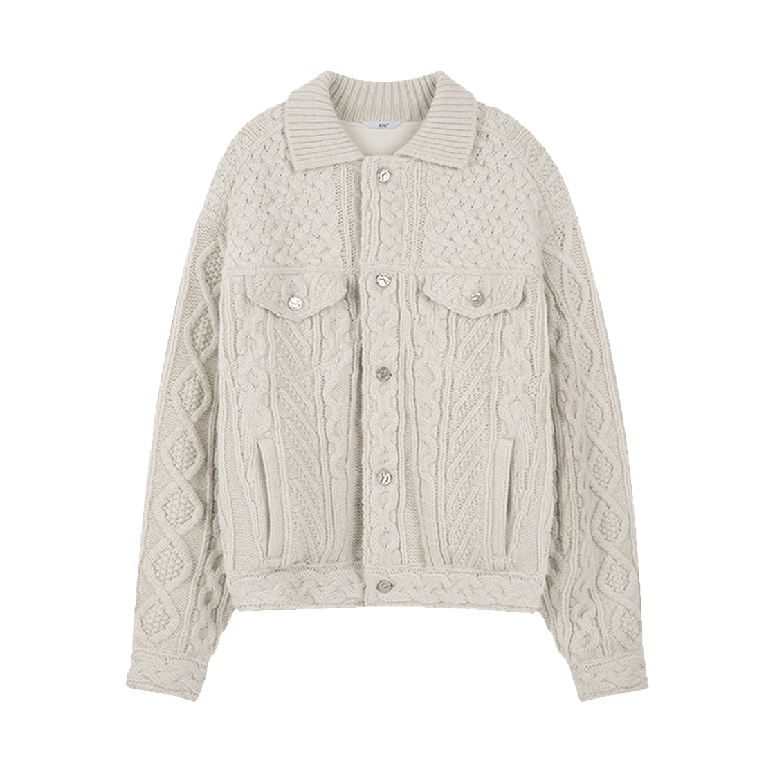 2503MKNIV2 STU Knit Trucker Jacket Ivory