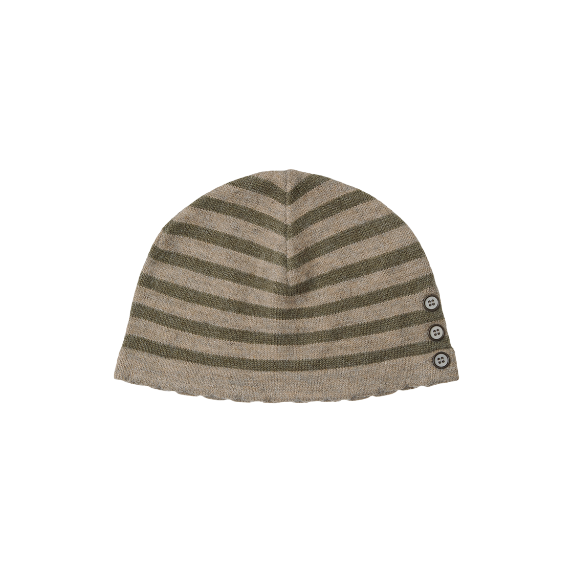 에이이에이이 스트라이프 버튼 비니 카키