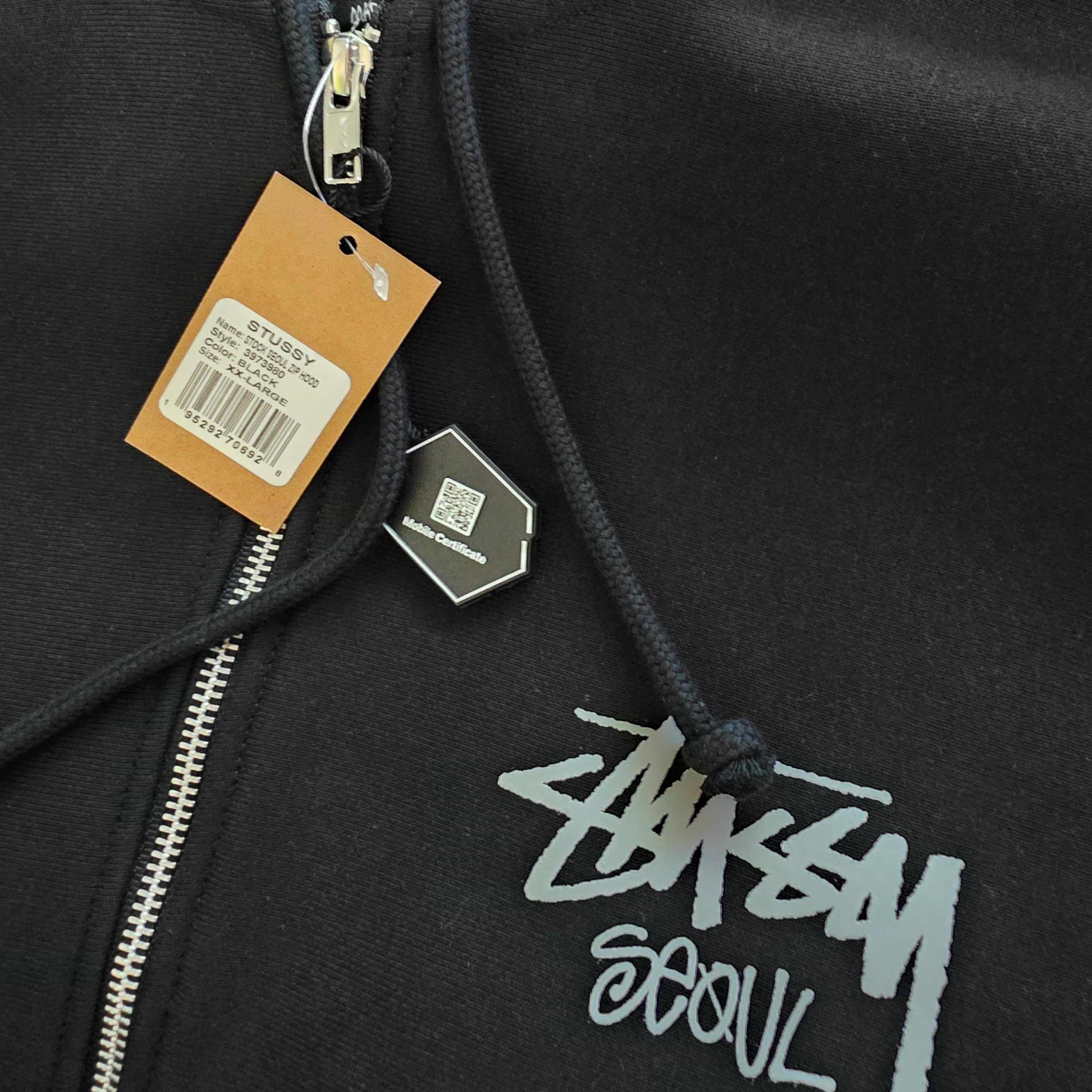 Stussy Stock Seoul Zip Hood Black 착용 스타일 - 4