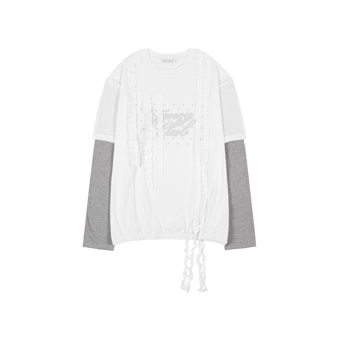 팬시클럽 프릴 라인 레이어드 롱슬리브 화이트