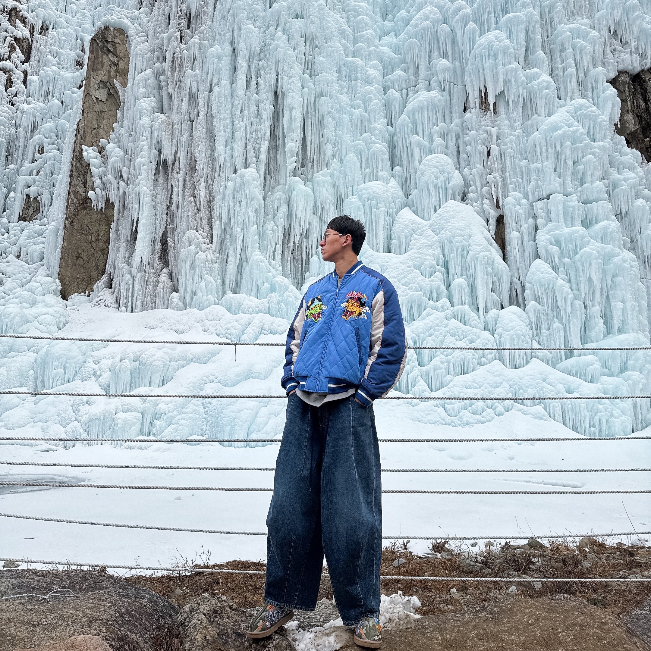 Palace Festival Bomber Jacket Ultra - 23FW, Needles H.D. Pants 12 Oz Denim Indigo 착용 스타일