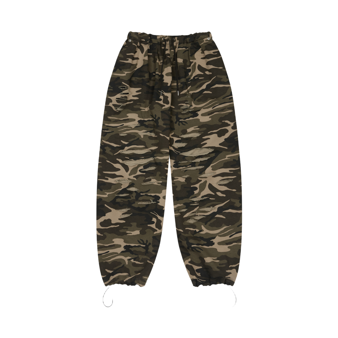 NK5FPO01 Notknowing Destroyed Overwide Sweat Pants Camo