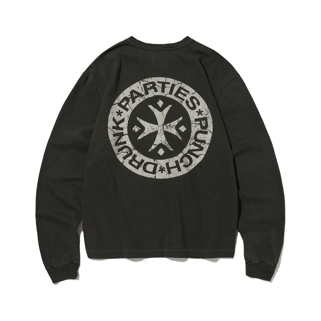 PDP252LS04ACC Punch Drunk Parties Hurt Logo Garment Dyed Long Sleeve CHARCOAL