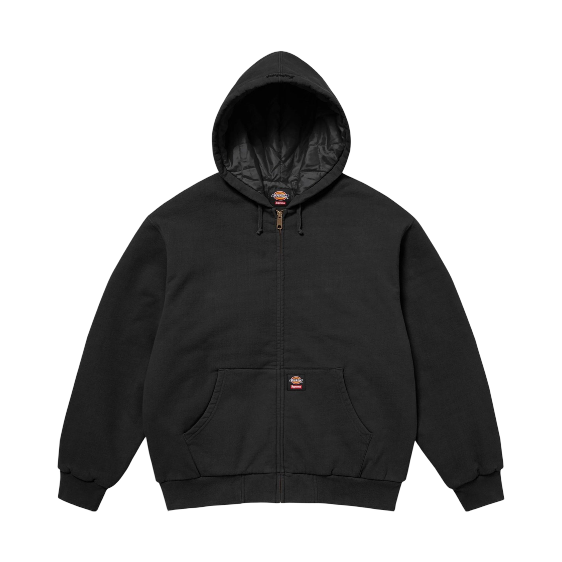 슈프림 x 디키즈 퀼티드 라인드 집업 후드 스웨트셔츠 블랙 - 25FW(Supreme x Dickies Quilted Lined Zip Up Hooded Sweatshirt Black - 25FW)