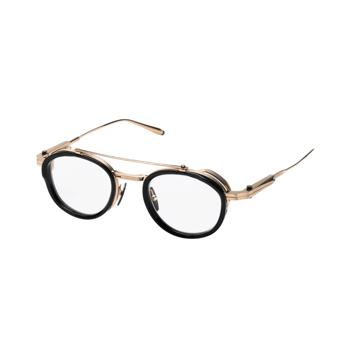아코니 인피니티 RX 블랙 브러쉬드 12K 골드 블랙 로듐 클리어 렌즈(Akoni Infinity RX Black Brushed 12k Gold Black Rhodium Clear Lenses)