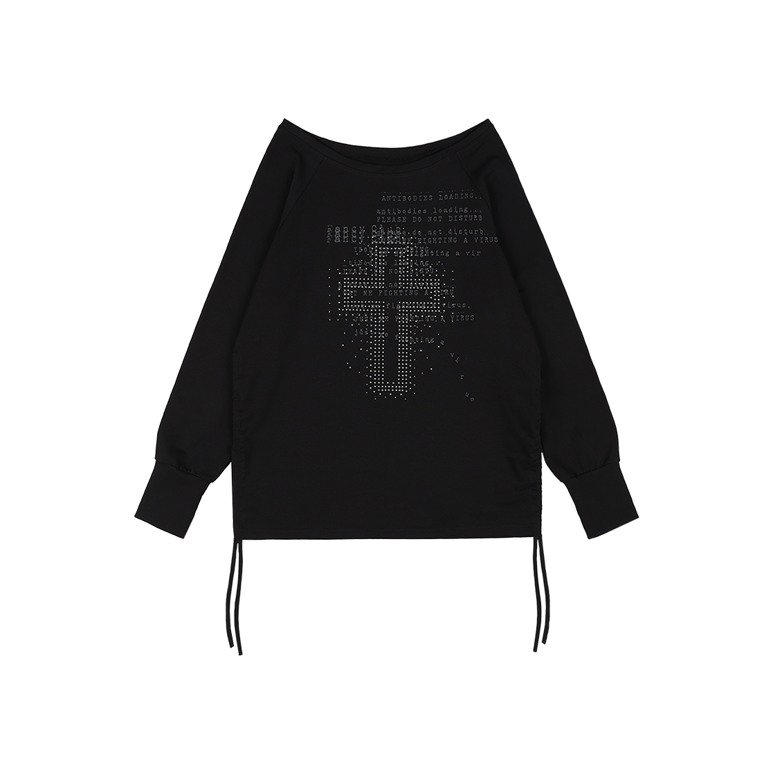 팬시클럽 디바인 크로스 오프 숄더 티 블랙