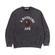 BAPE Garment Dye College Relaxed Fit Crewneck Sweatshirt Charcoal