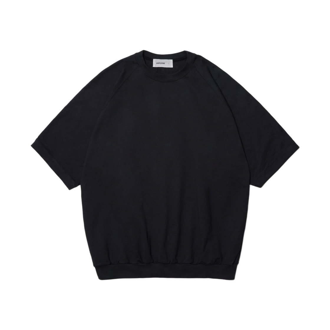 - everyone Light Weight Ss Cotton Crew Neck Black
