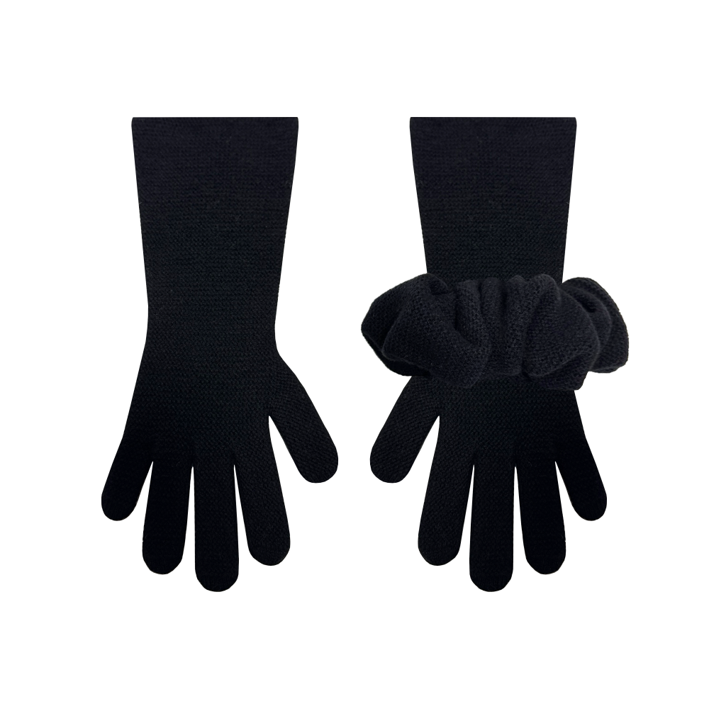쥬키프 울 스크런치 글로브 블랙(Juukiff Scrunchy Gloves In Wool Black)