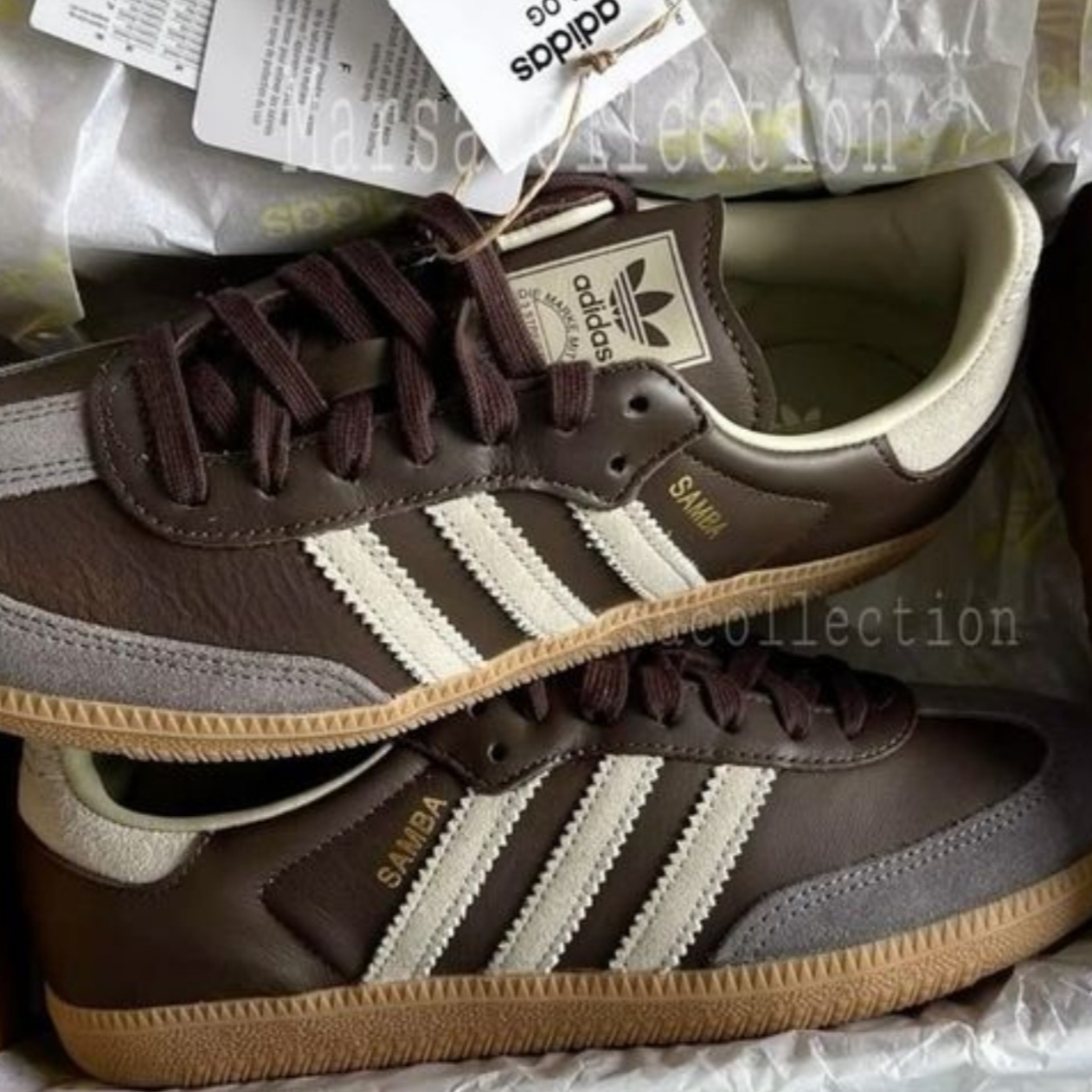 Adidas Samba OG Brown Putty Grey 착용 스타일 - 1