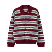 STU Fluffy Stripe Cardigan Burgundy