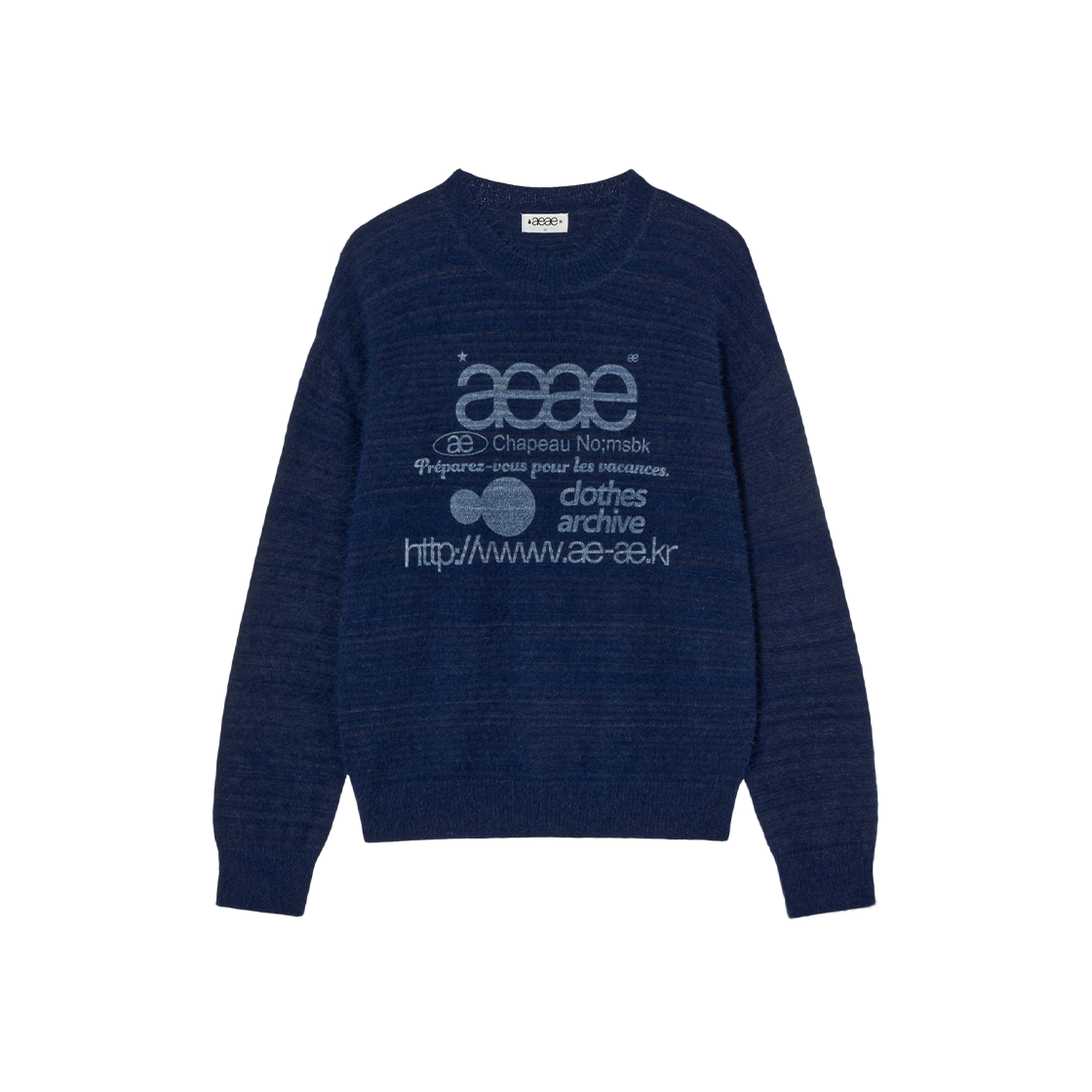 AE45FWKN001BLU AEAE Web Logo Knit Pullover Blue