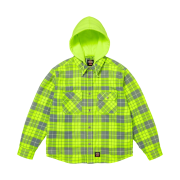 Supreme x Dickies Lined Zip Up Hooded Flannel Shirt Fluorescent Green - 25FW
