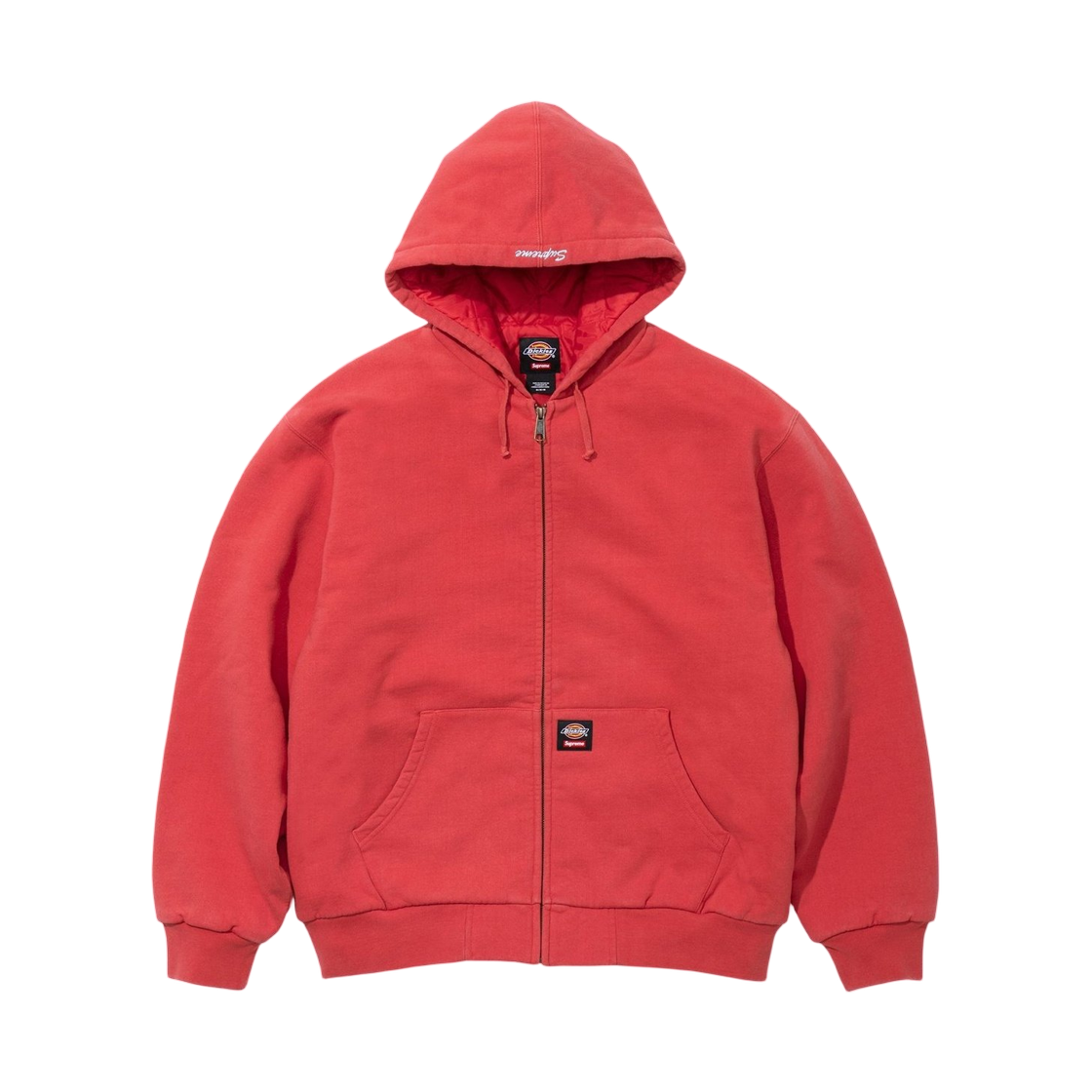 슈프림 x 디키즈 퀼티드 라인드 집업 후드 스웨트셔츠 번트 레드 - 25FW(Supreme x Dickies Quilted Lined Zip Up Hooded Sweatshirt Burnt Red - 25FW)