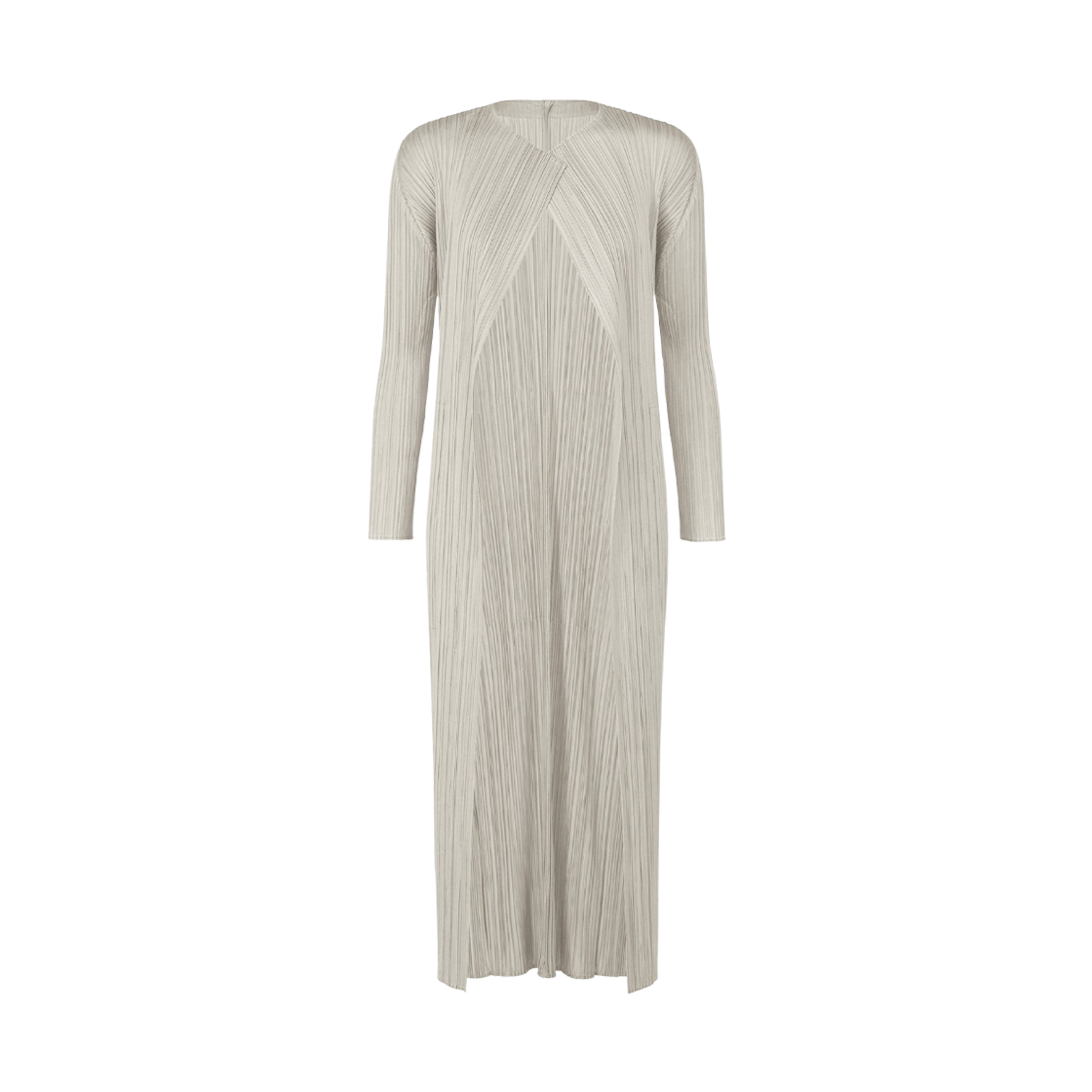 PP53-JA133-10 (W) Pleats Please Issey Miyake MC September Long Cardigan Light Gray
