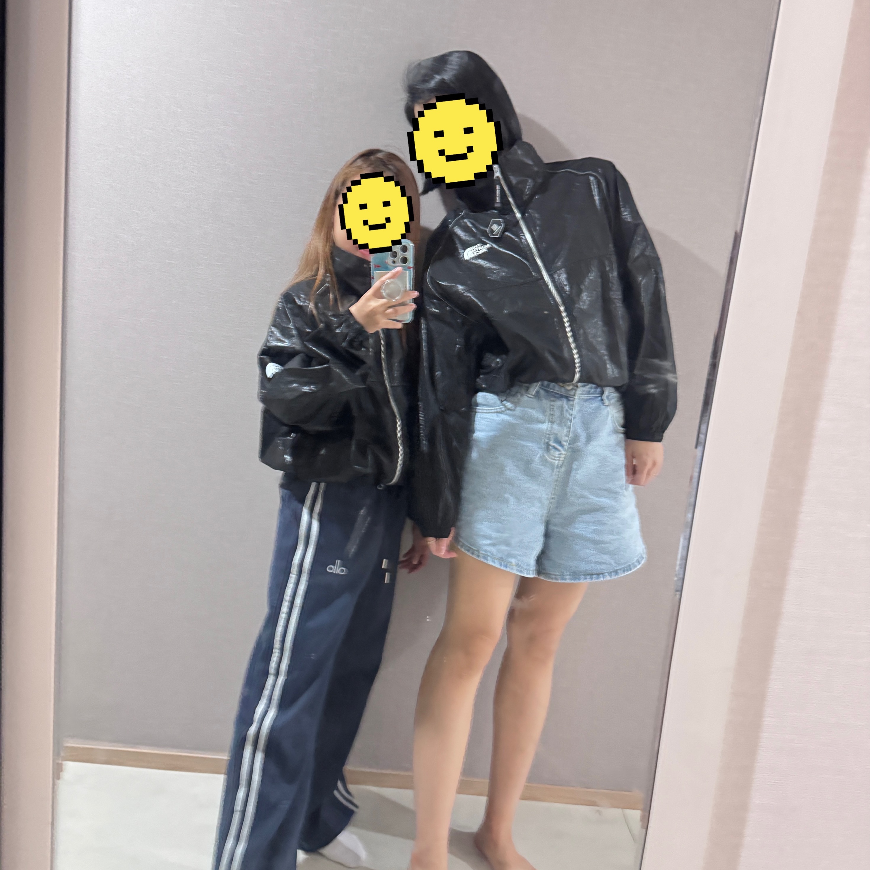 (W) The North Face White Label Novelty Olema Jacket Black 착용 스타일 - 1
