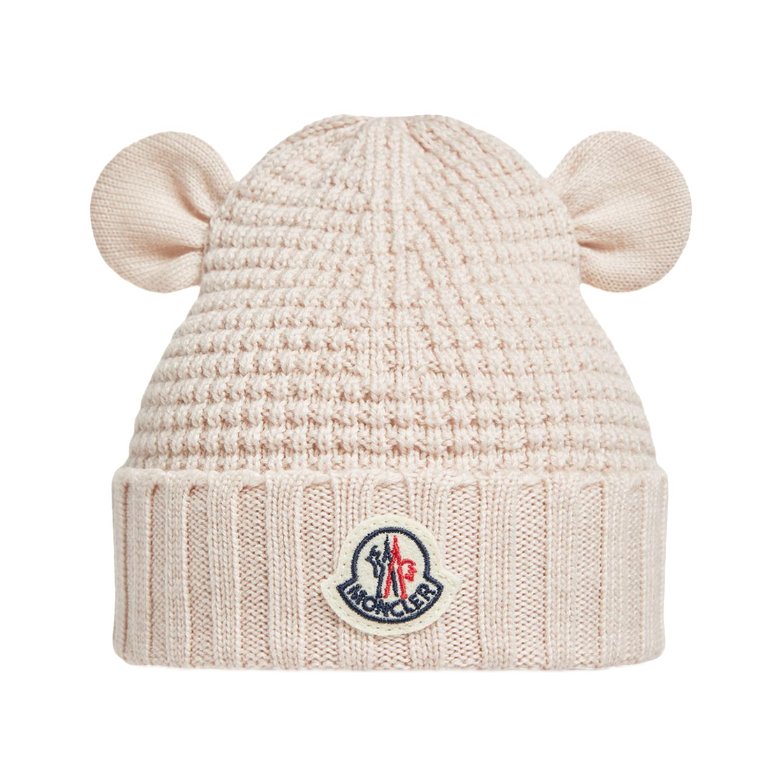 (키즈) 몽클레르 울 비니 테디 베어 이어 라이트 핑크 - 25SS((Kids) Moncler Wool Beanie with Teddy Bear Ears Light Pink - 25SS) - 1