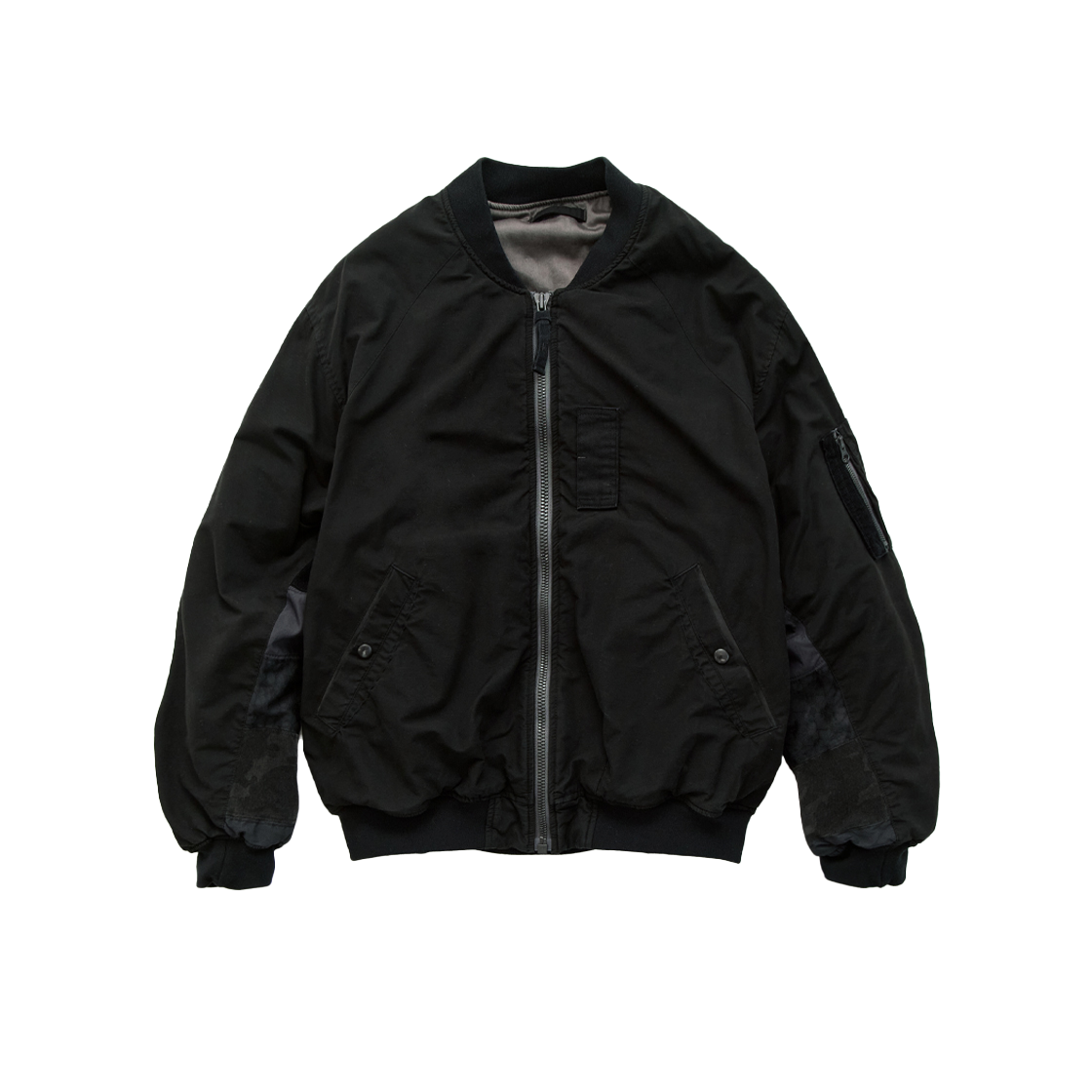 폴리테루 1011 리버시블 패치드 마원 워시드 블랙 (다이드 머드)(Polyteru 1011 Reversible Patched MA-1 Washed Black (Dyed Mud))