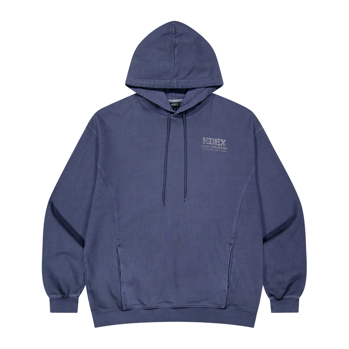 에이치덱스 코어 스몰 로고 피그먼트 후디 네이비(HDEX Core Small Logo Pigment Hoodie Navy)