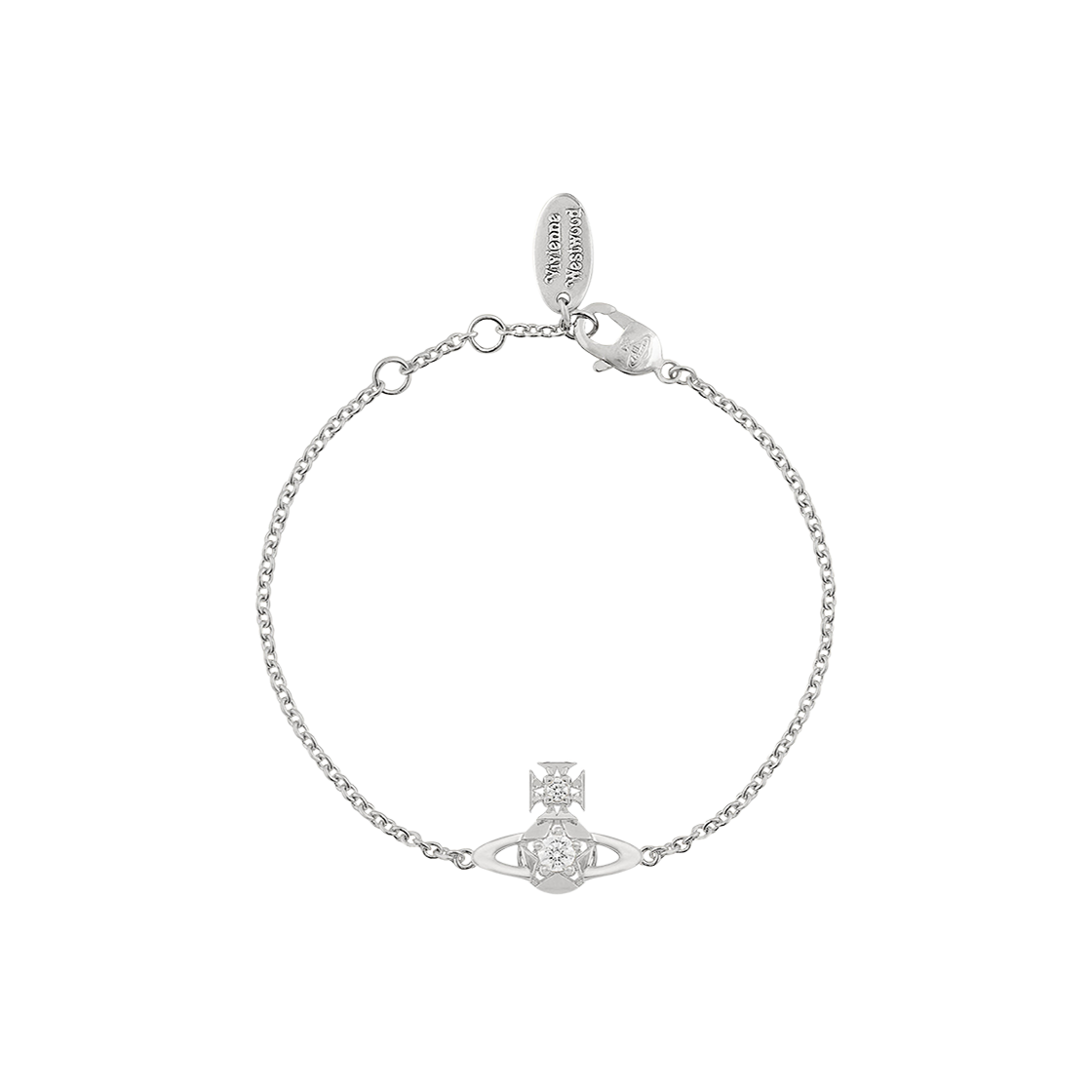 6102024T-02P102 Vivienne Westwood Lee Orb Pendant Bracelet Platinum White Crystal