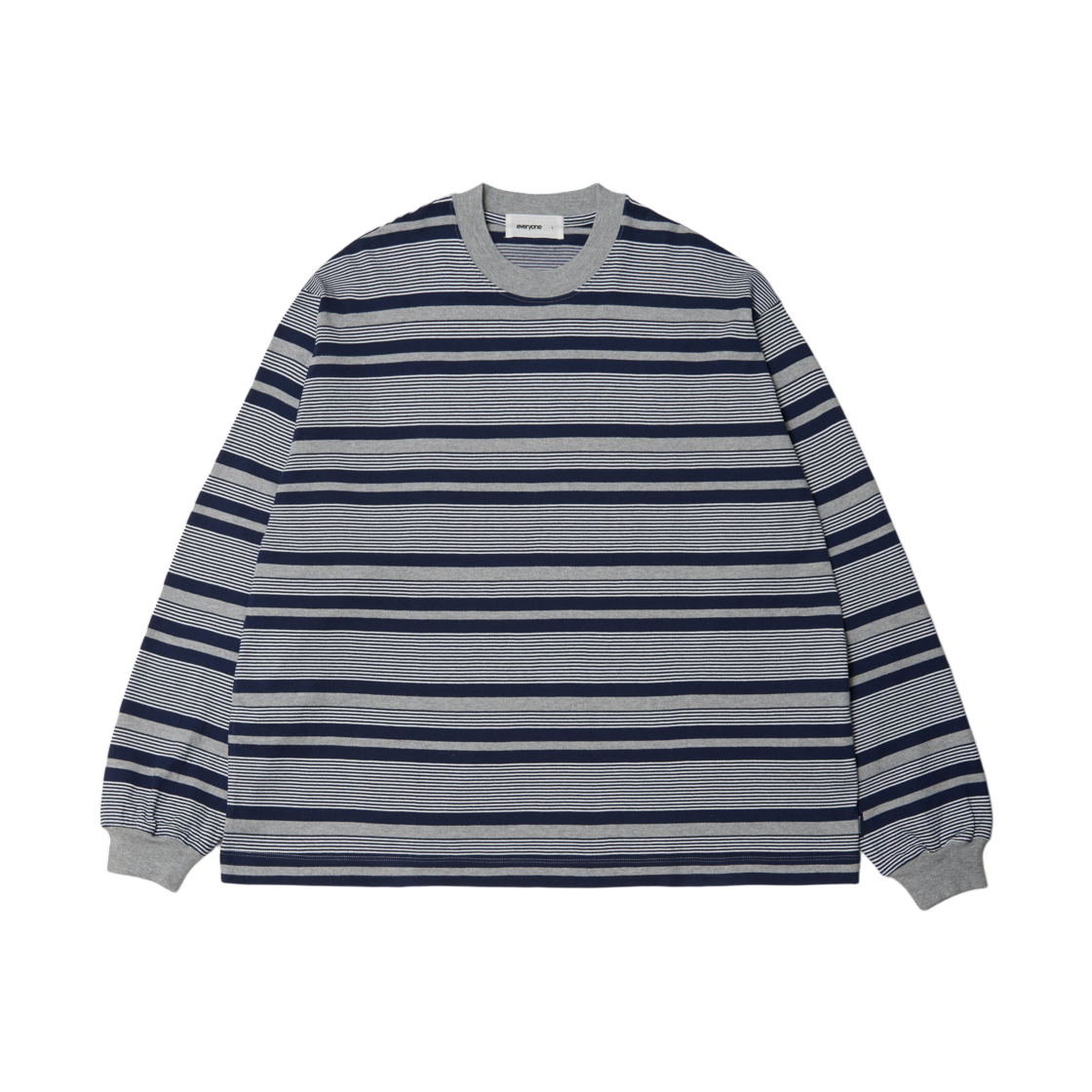 - everyone Border Long Sleeve T-Shirt Navy