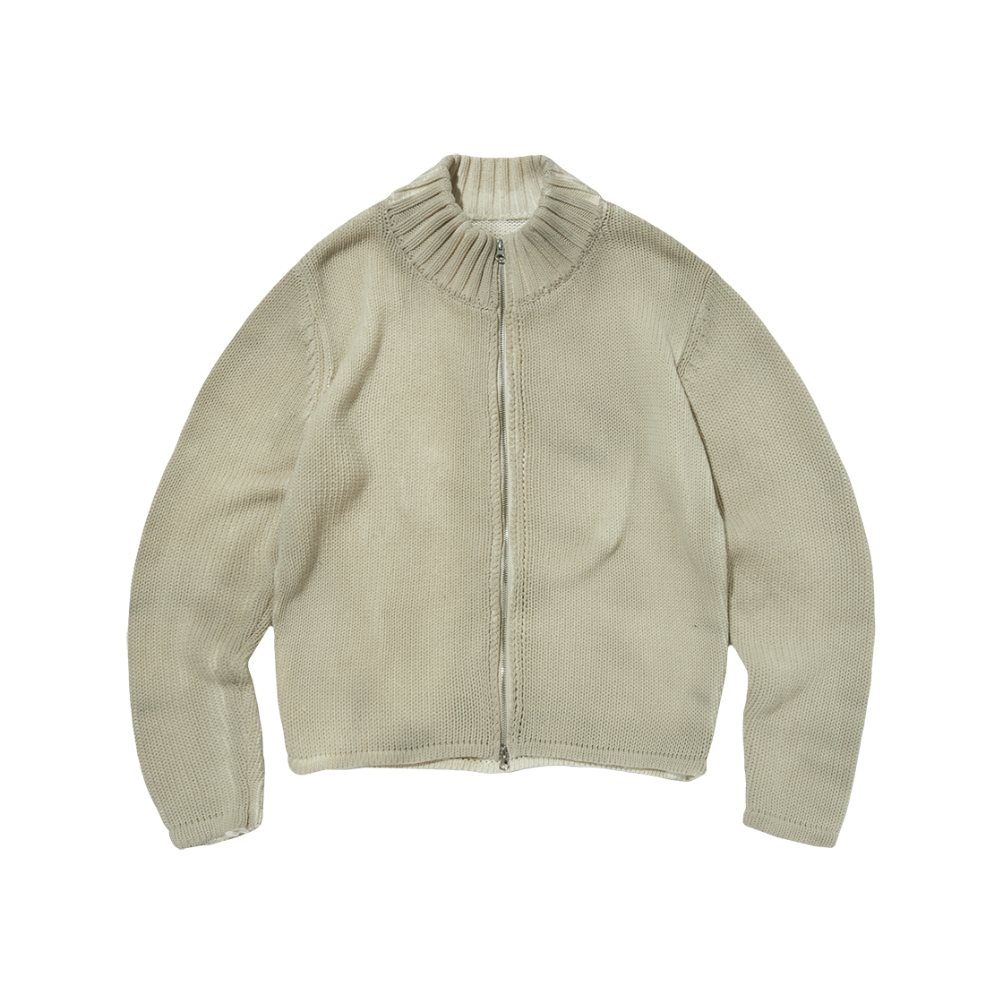 SDEKN001IV Suade Washed Knit Zip Up Ivory