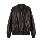STU Stamped Lamb Skin Leather Jacket Brown