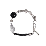 Riomeu Stud Button Chain Bracelet Black