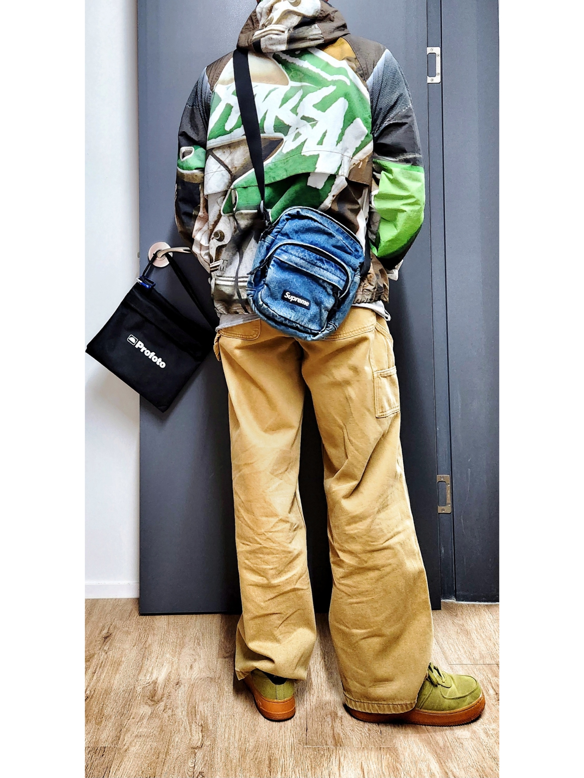 Supreme Denim Shoulder Bag Washed Indigo - 25FW, Stussy Beach Shell Baja Print Multi 착용 스타일 - 1