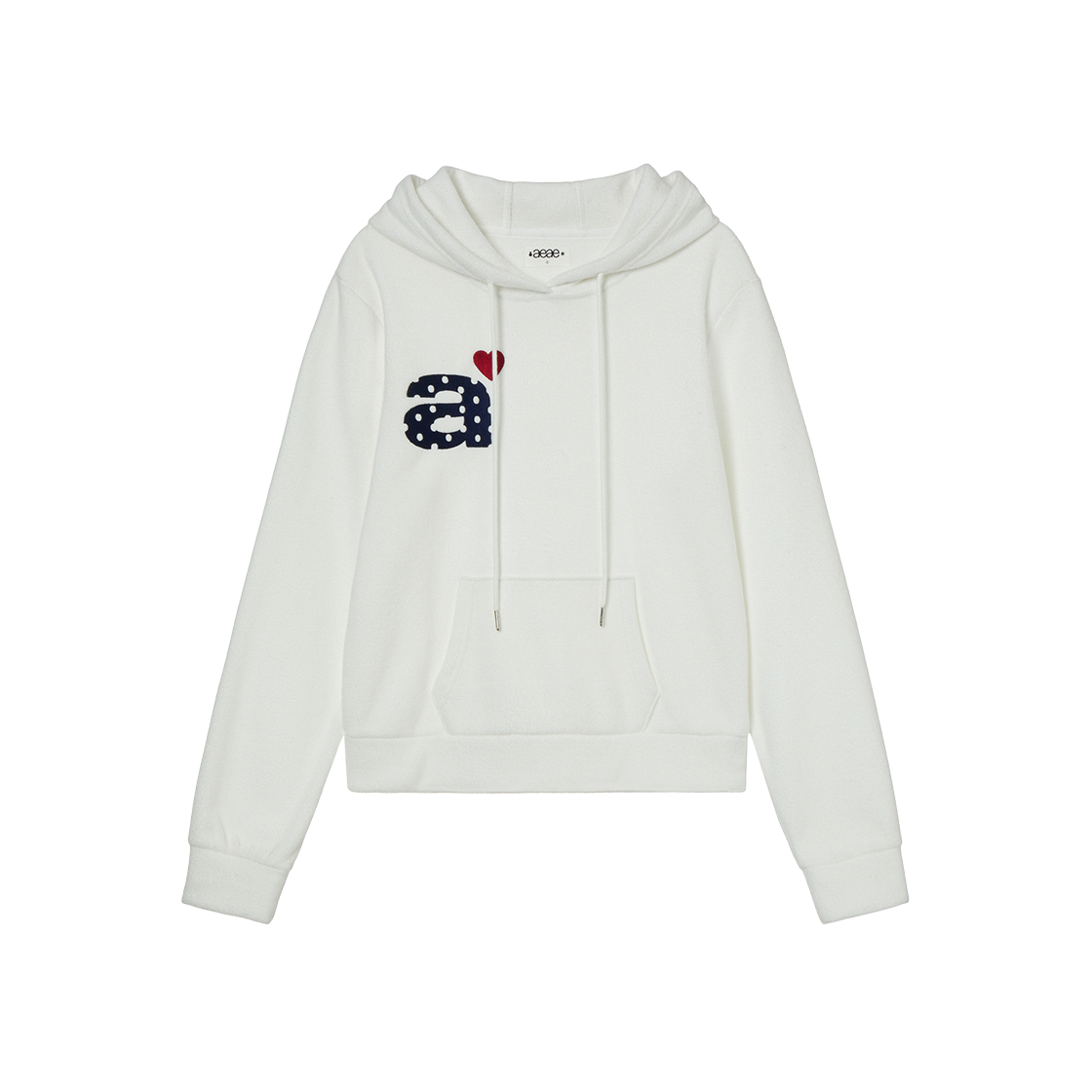 AE45FWHD006WHT AEAE Dot Small Letter Fleece Hoodie White