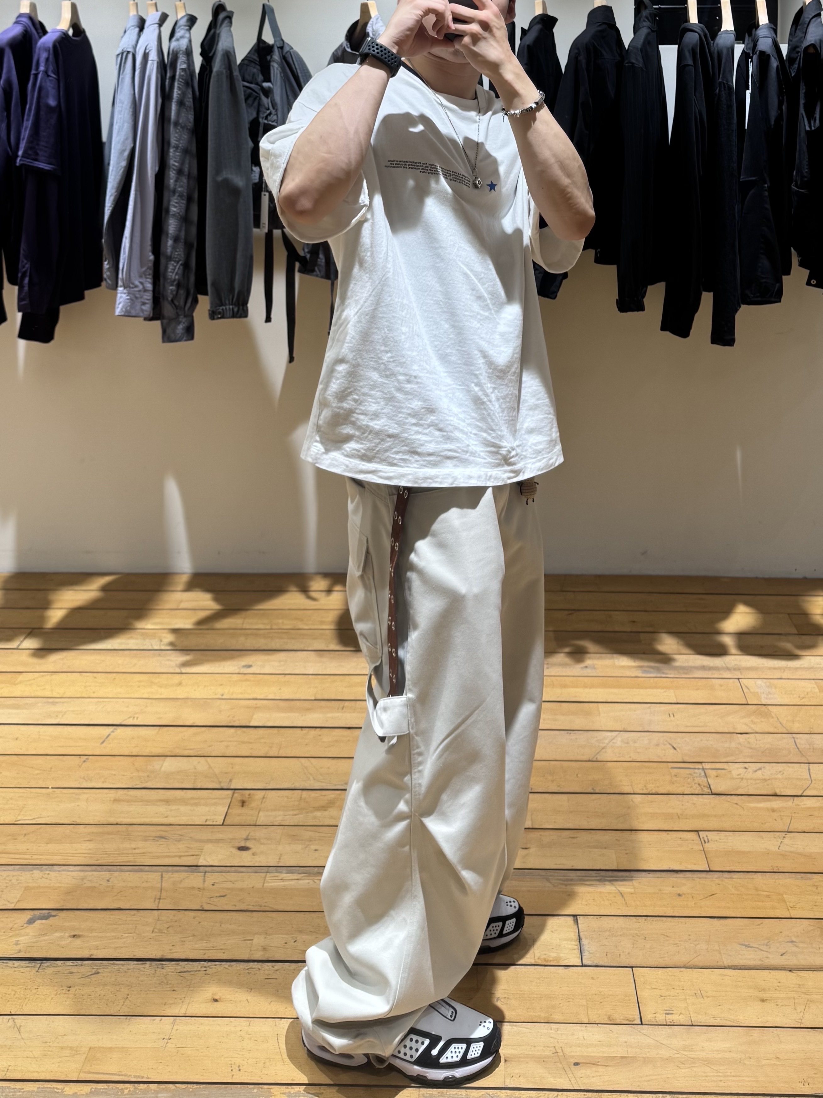 [KREAM Exclusive] Kamien x MJD Double Hole Belt Suede Brown, Kamien Titan Baggy Pants Beige 착용 스타일