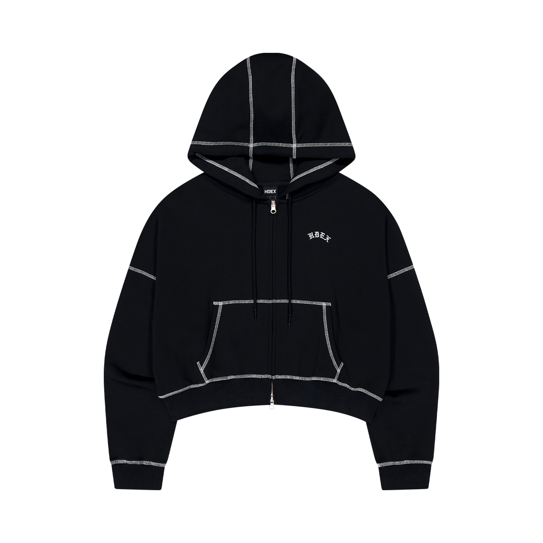 에이치덱스 우먼스 컨트라스트 스티치 후디 집업 블랙(HDEX Womens Contrast Stitch Hoodie Zip-up Black)