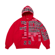 Supreme League Champs Zip Up Hooded Sweatshirt Red - 25FW