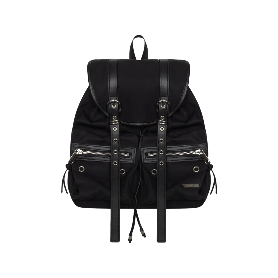 NK5FBG01 Notknowing Double Belted Moto Backpack Black