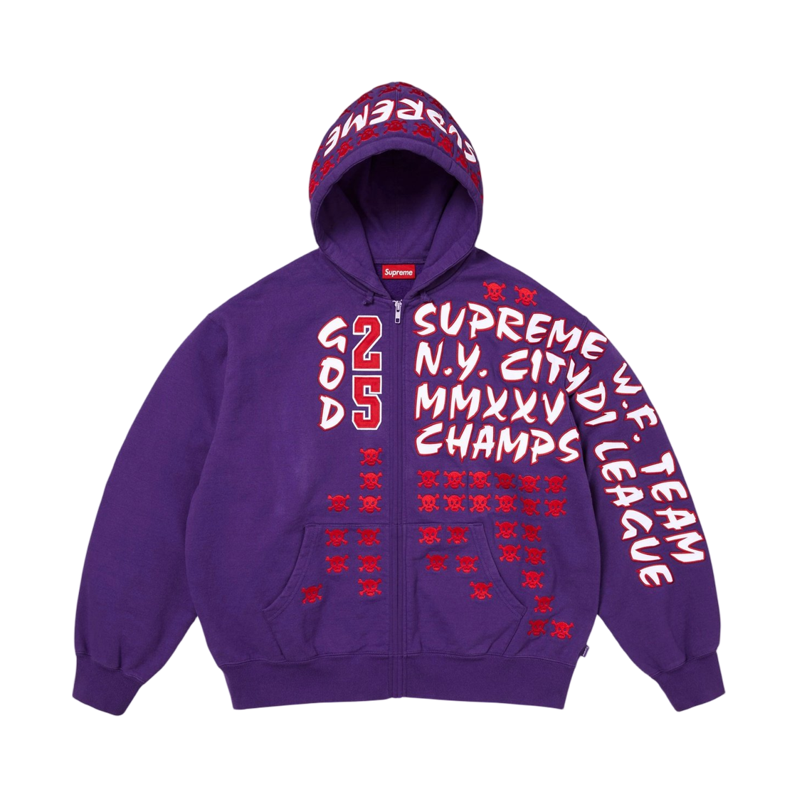- Supreme League Champs Zip Up Hooded Sweatshirt Purple - 25FW