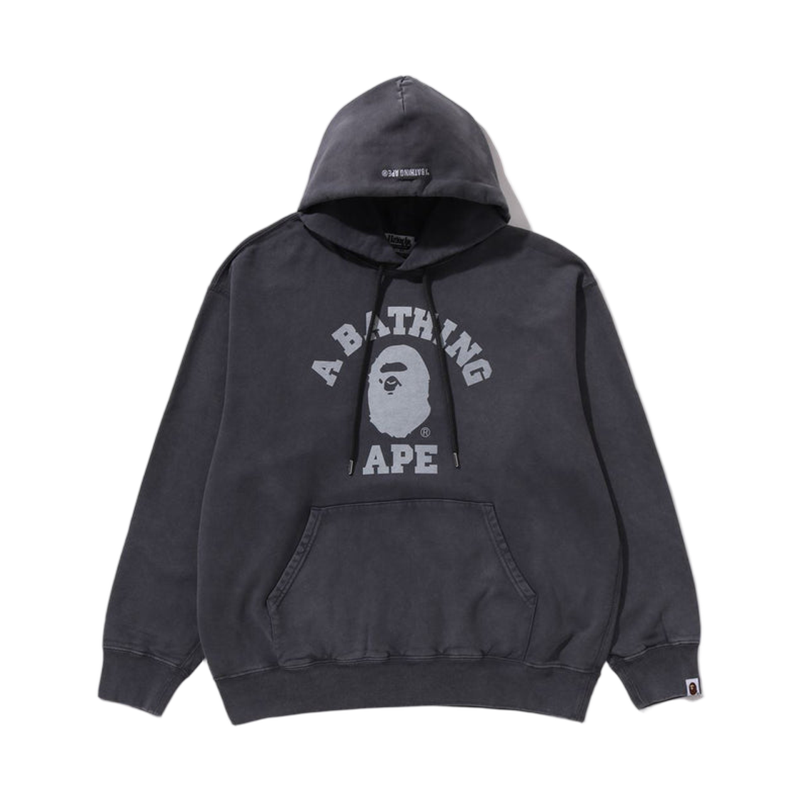 베이프 가먼트 다이 컬리지 풀오버 후드 차콜