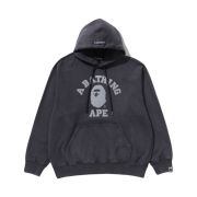 BAPE Garment Dye College Pullover Hoodie Charcoal