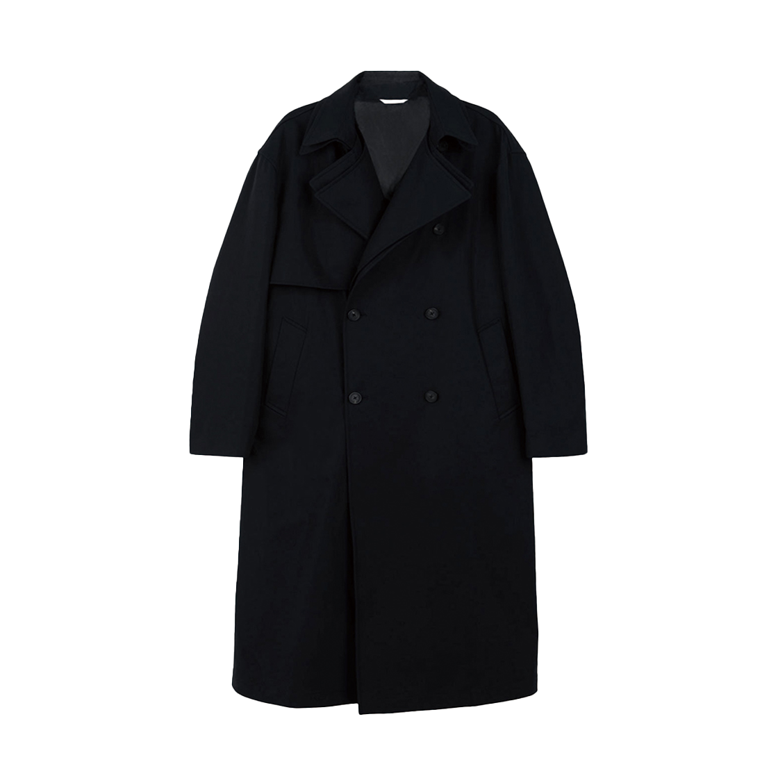에스티유 레이어드 라펠 트렌치 코트 블랙(STU Layered Lapel Trench Coat Black)