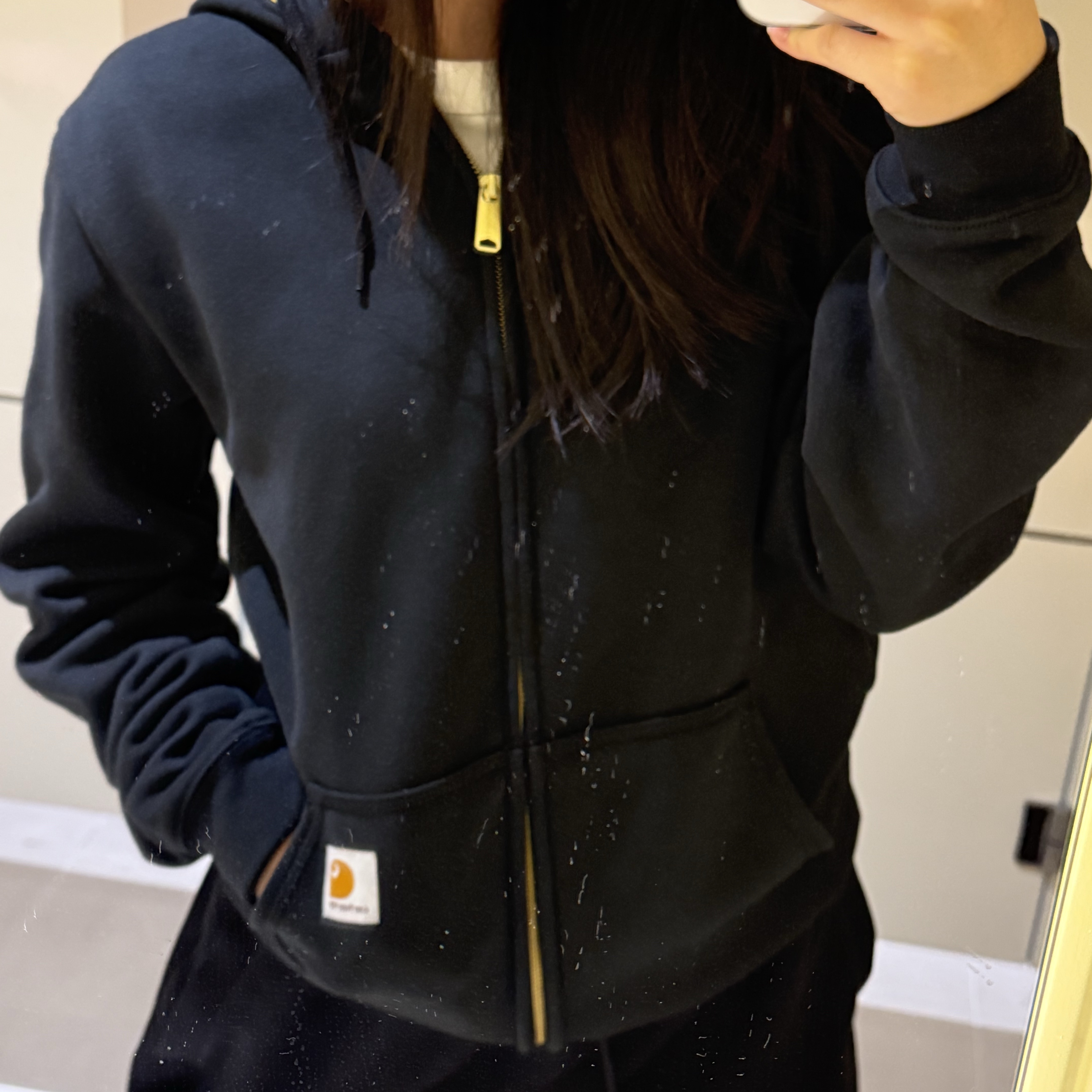 Carhartt Loose Fit Midweight Regular Full Zip Sweatshirt Black 착용 스타일