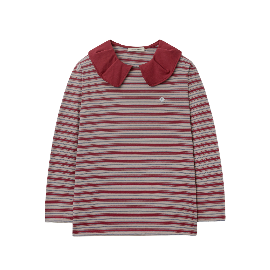 피브스 피브스 스트라이프 빅 카라 탑 버건디