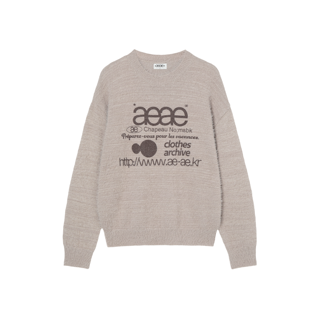 AE45FWKN001TAP AEAE Web Logo Knit Pullover Taupe