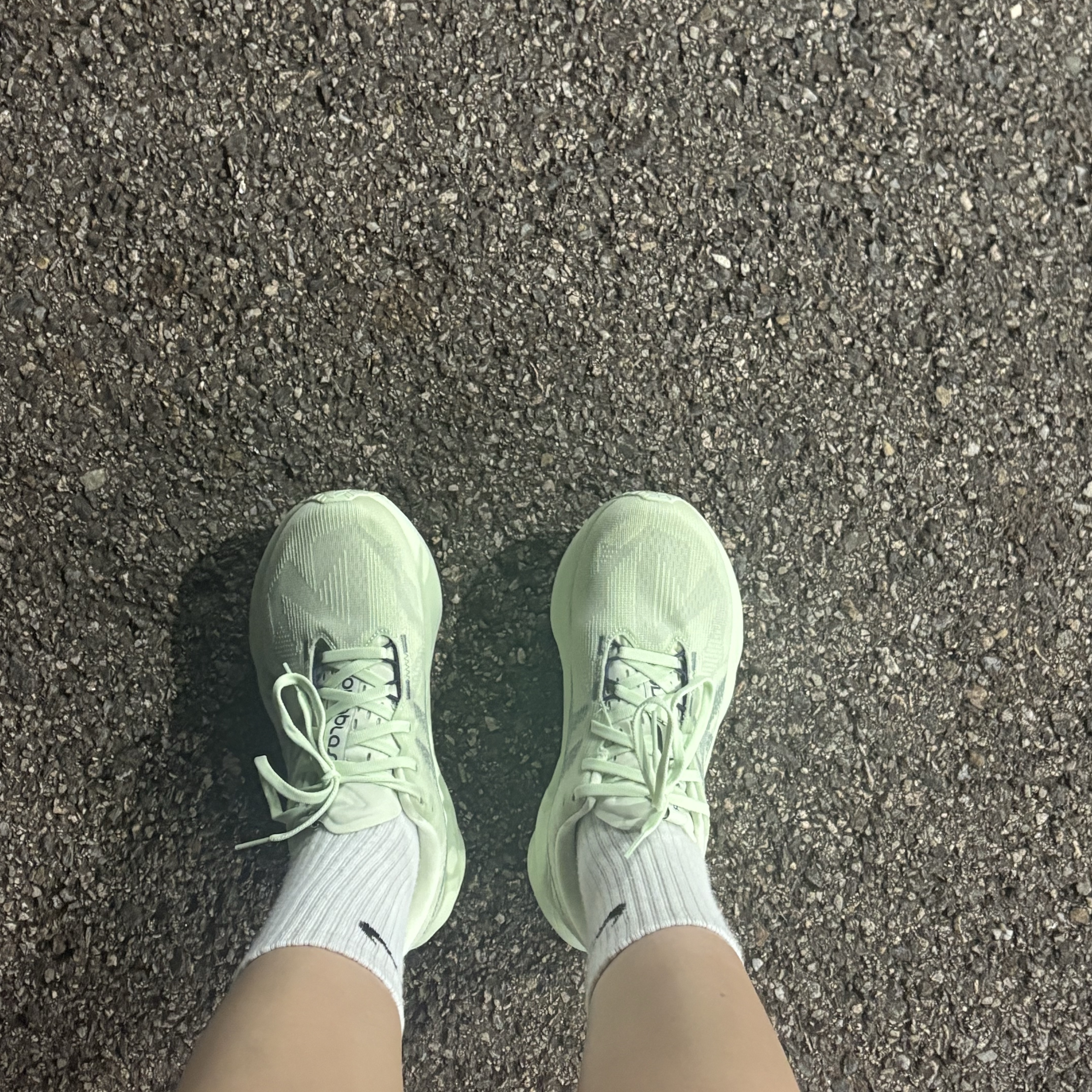 (W) Asics Novablast 5 Whisper Green Monument Blue 착용 스타일