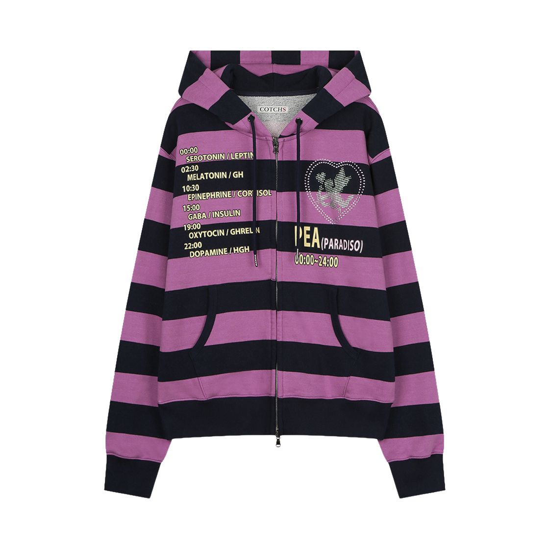 카치스 타임테이블 후드집업 퍼플(Cotchs Time Table Hooded Zip Up Purple)